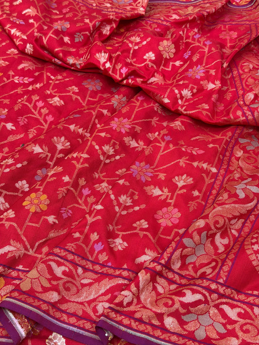 Pure Banarasi Ektara Jamdani Silk Handwoven Saree