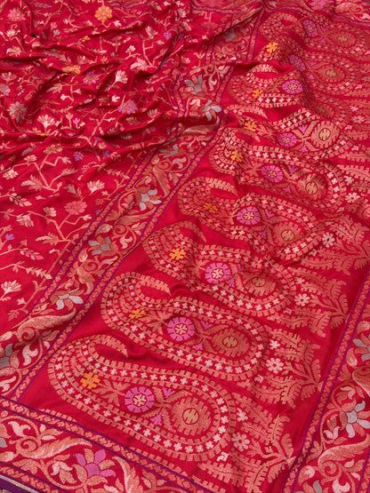 Pure Banarasi Ektara Jamdani Silk Handwoven Saree
