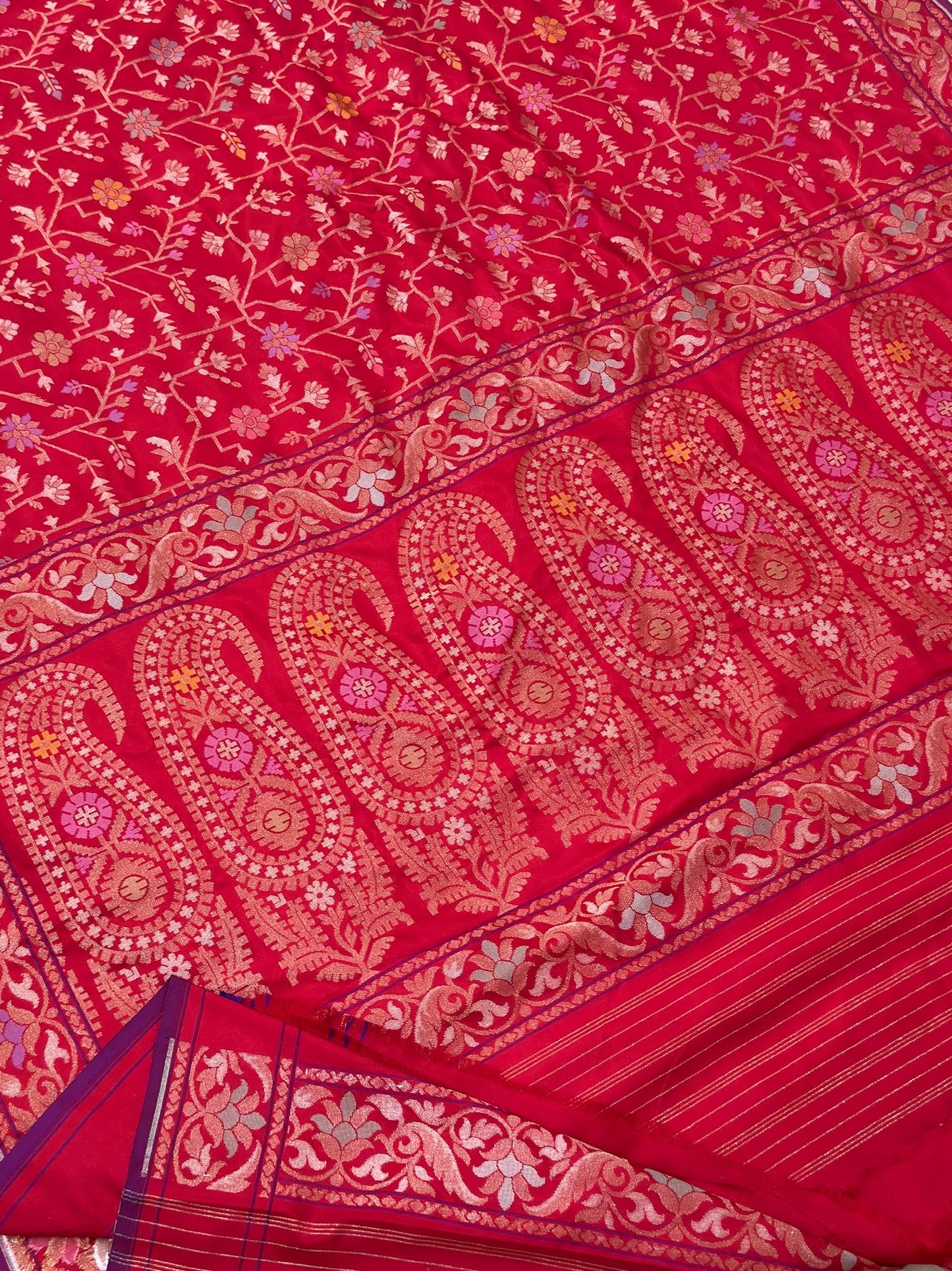 Pure Banarasi Ektara Jamdani Silk Handwoven Saree
