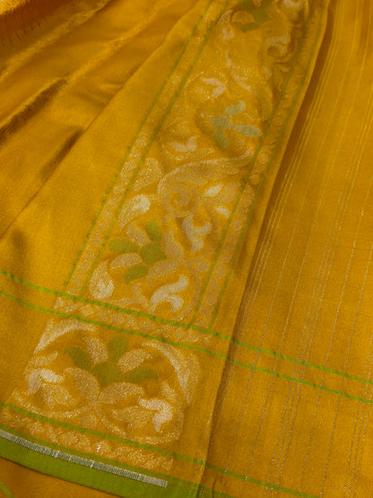 Yellow Pure Banarasi Ektara Jamdani Silk Handwoven Saree