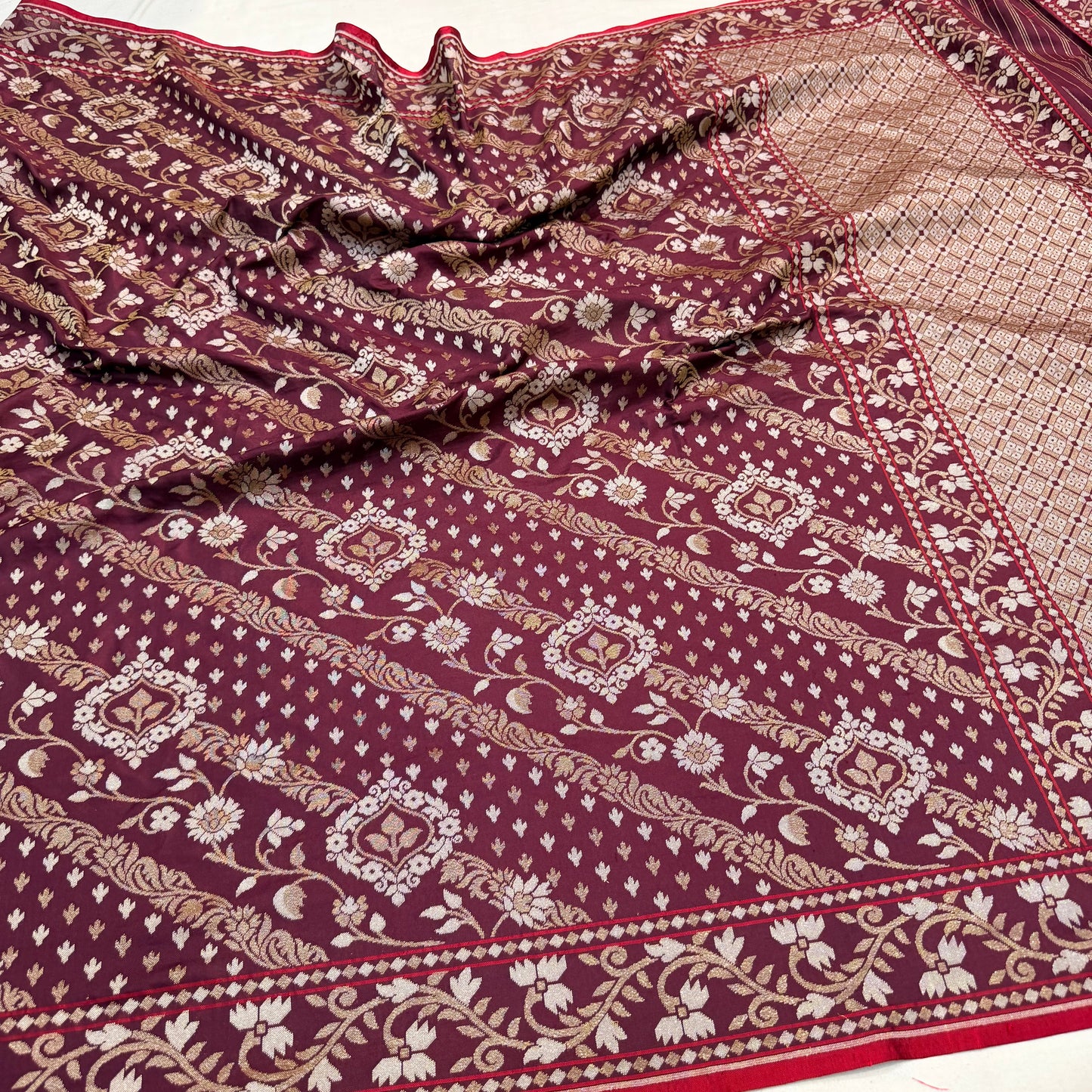 Pure Katan Silk Ektara Cutwork Jamdani Banarasi Saree