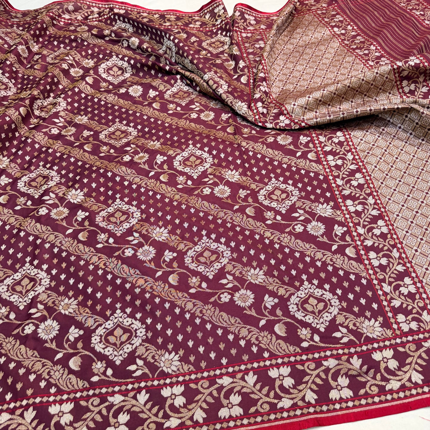 Pure Katan Silk Ektara Cutwork Jamdani Banarasi Saree