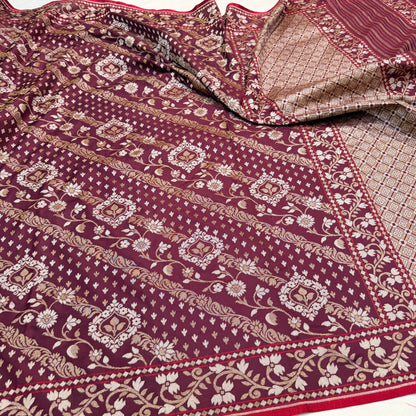 Pure Katan Silk Ektara Cutwork Jamdani Banarasi Saree