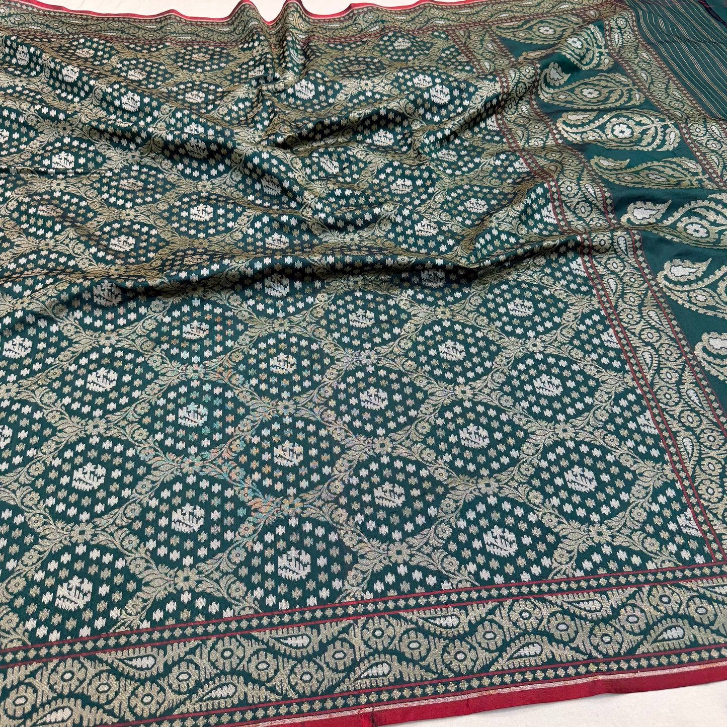 Pure Katan Silk Ektara Cutwork Jamdani Banarasi Saree