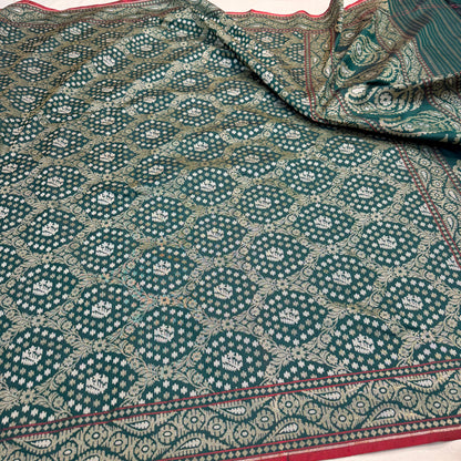 Pure Katan Silk Ektara Cutwork Jamdani Banarasi Saree
