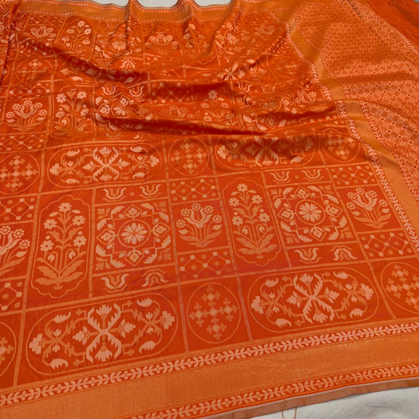 Pure Katan Silk Ektara Cutwork Jamdani Banarasi Saree