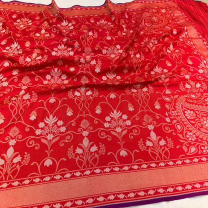Pure Katan Silk Ektara Cutwork Jamdani Banarasi Saree