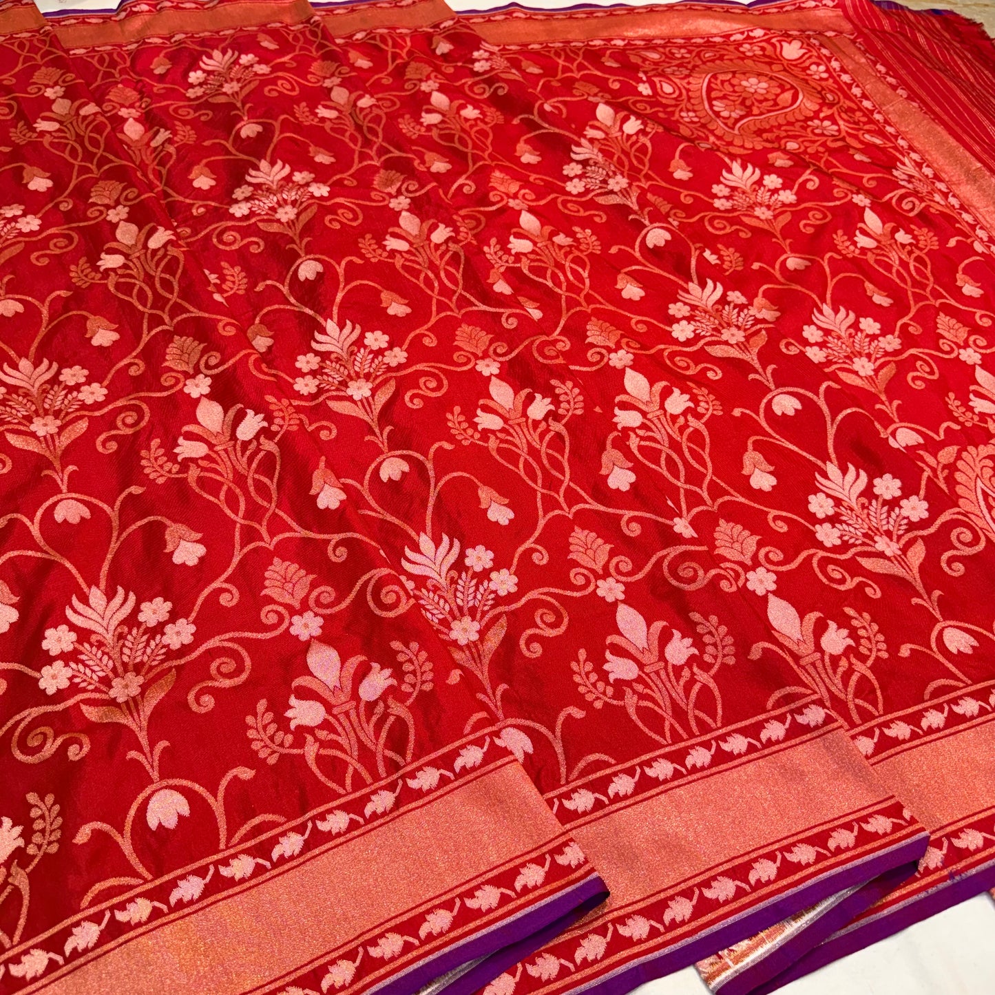 Pure Katan Silk Ektara Cutwork Jamdani Banarasi Saree