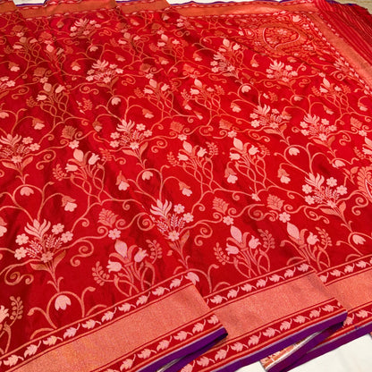 Pure Katan Silk Ektara Cutwork Jamdani Banarasi Saree