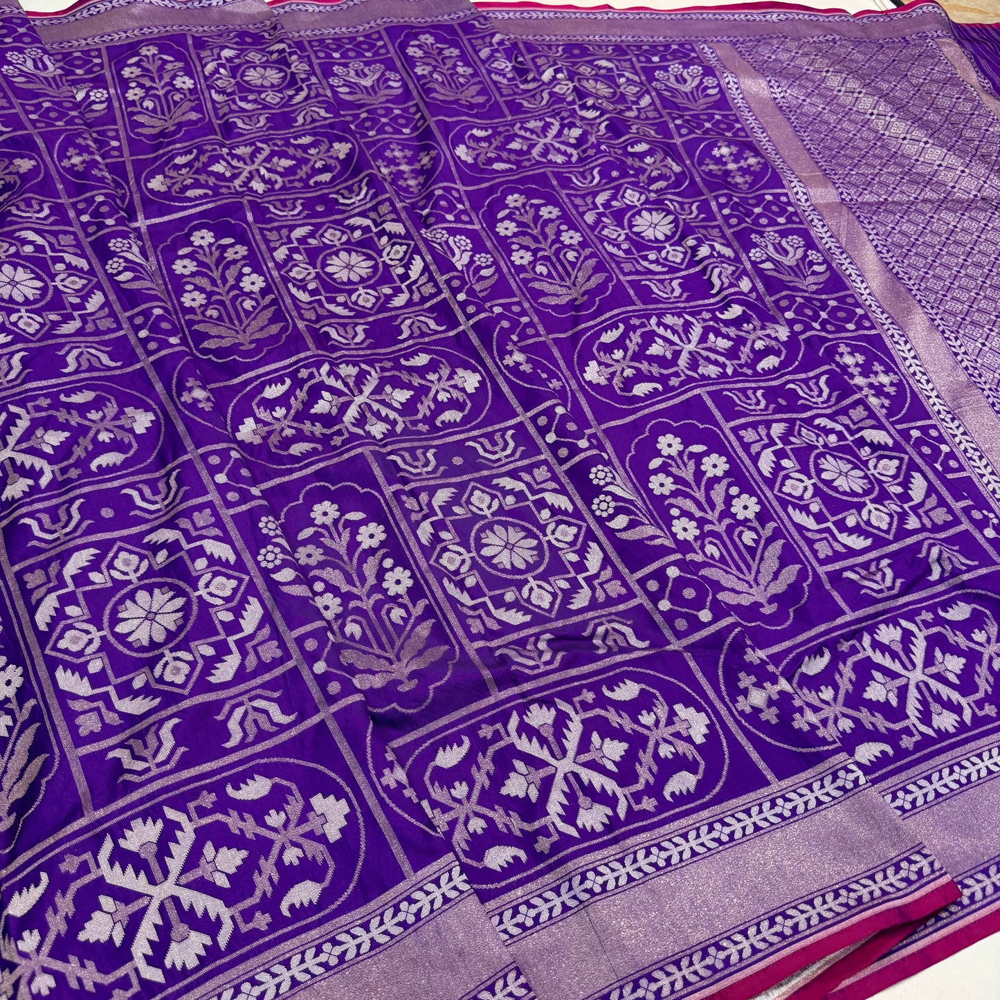Pure Katan Silk Ektara Cutwork Jamdani Banarasi Saree