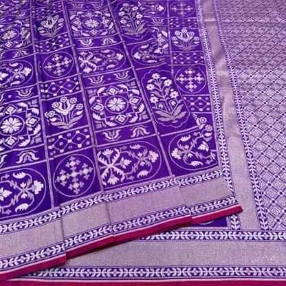 Pure Katan Silk Ektara Cutwork Jamdani Banarasi Saree
