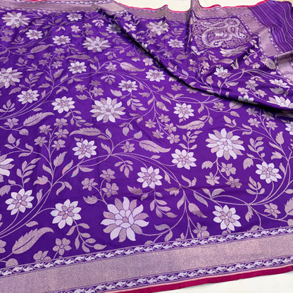 Pure Katan Silk Ektara Cutwork Jamdani Banarasi Saree