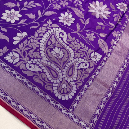 Pure Katan Silk Ektara Cutwork Jamdani Banarasi Saree