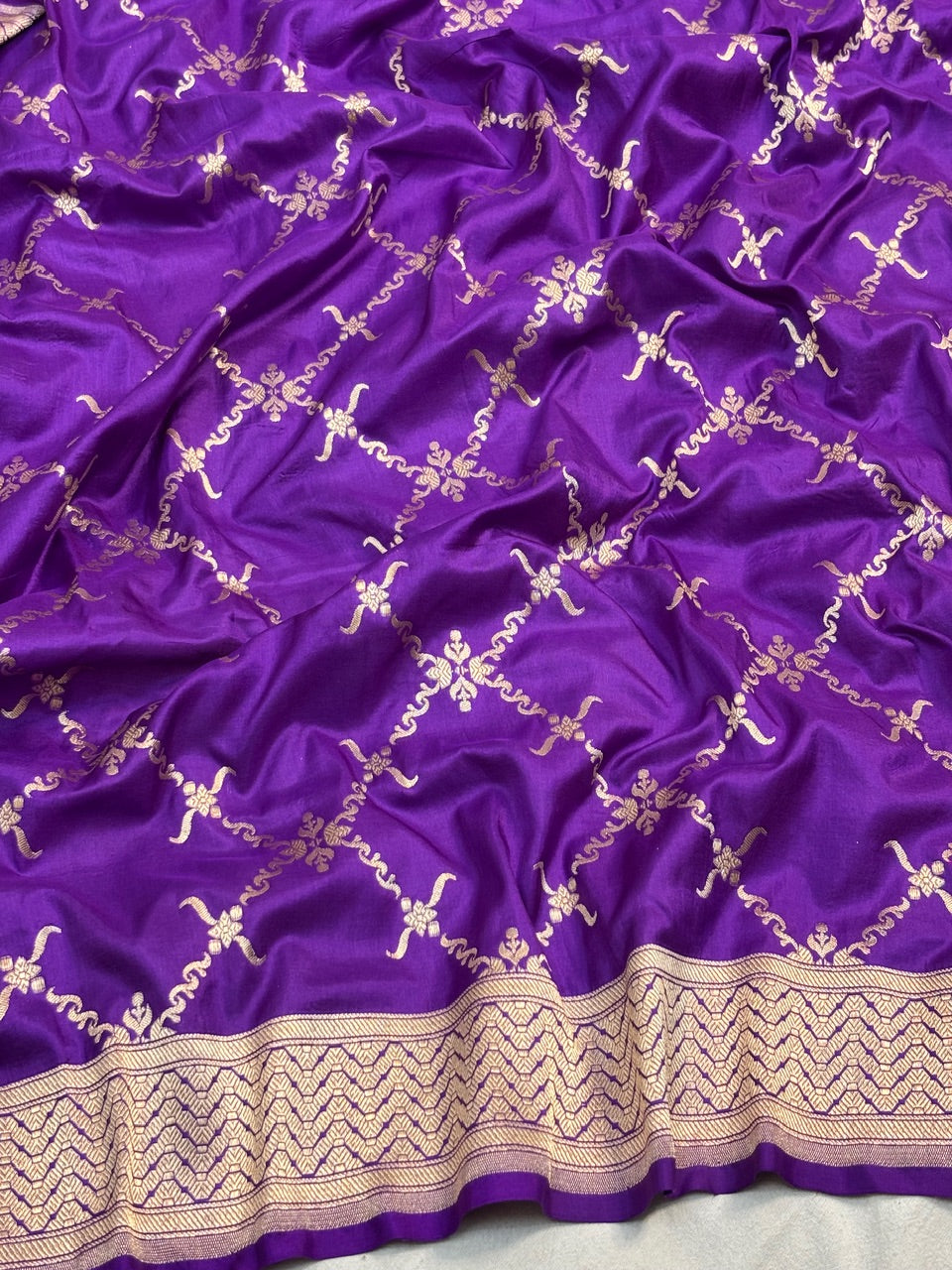 Purple Banarasi Katan Silk Lehenga with Silver Zari Weaving | Bridal & Festive Ethnic Wear