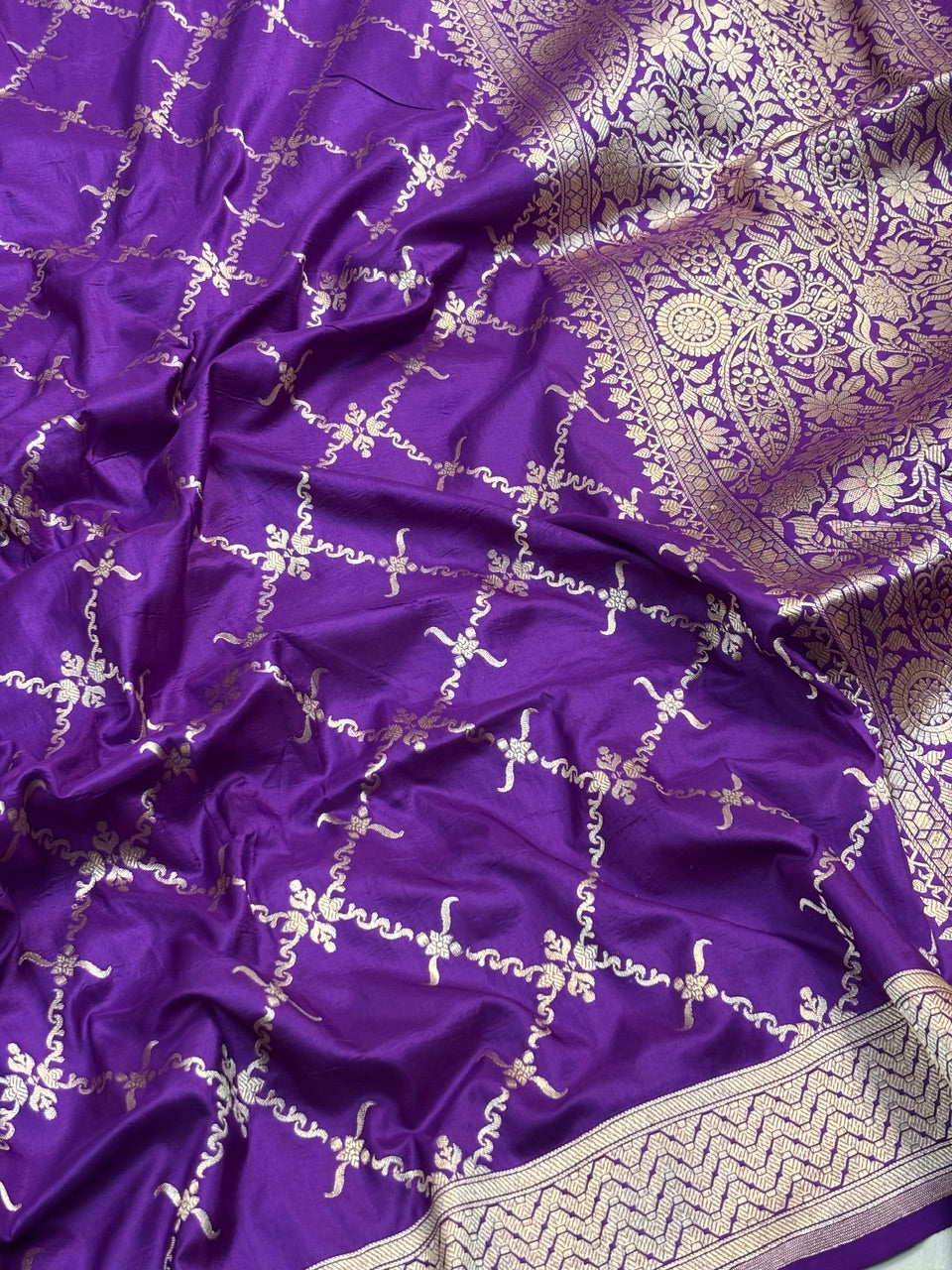 Purple Banarasi Katan Silk Lehenga with Silver Zari Weaving | Bridal & Festive Ethnic Wear
