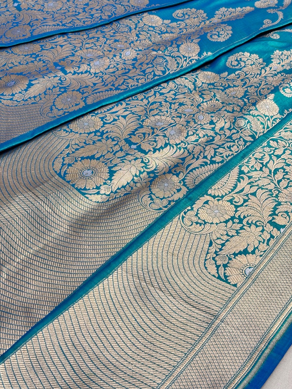 Teal Blue  Banarasi Katan Silk Lehenga with Silver Zari Weaving | Bridal & Festive Ethnic Wear