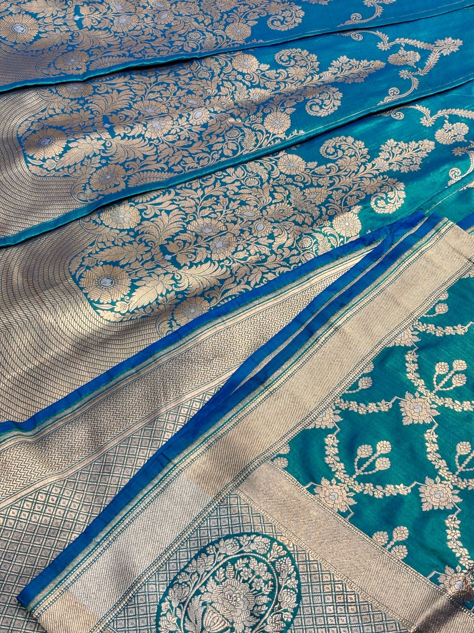 Teal Blue  Banarasi Katan Silk Lehenga with Silver Zari Weaving | Bridal & Festive Ethnic Wear