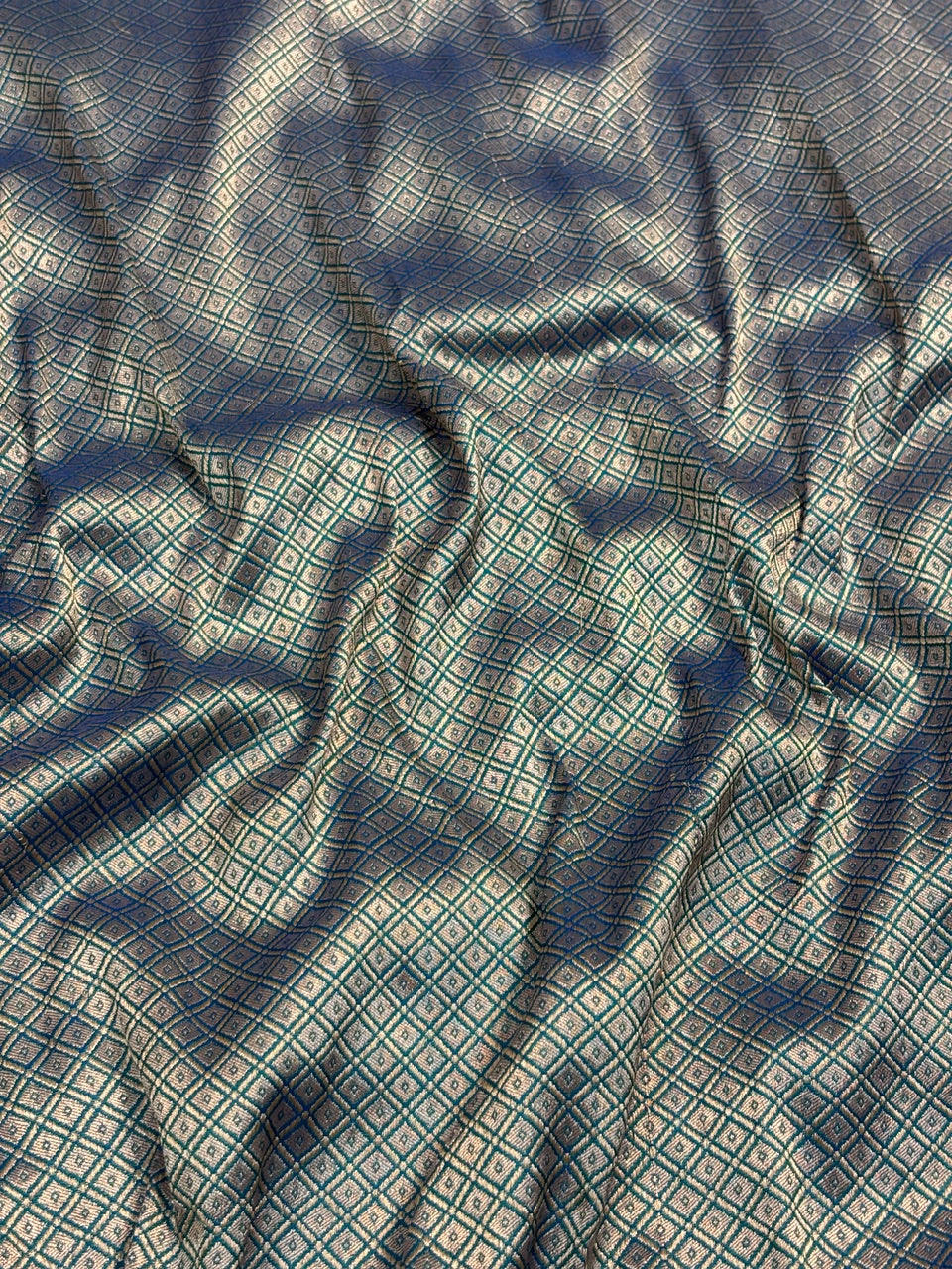 Teal Blue  Banarasi Katan Silk Lehenga with Silver Zari Weaving | Bridal & Festive Ethnic Wear