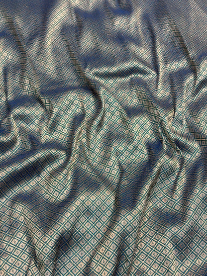 Teal Blue  Banarasi Katan Silk Lehenga with Silver Zari Weaving | Bridal & Festive Ethnic Wear