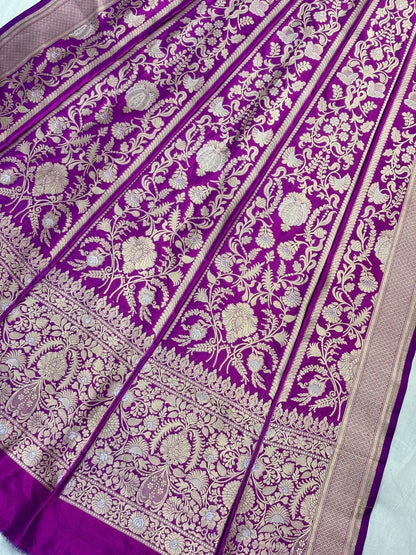 Royal Purple Banarasi Katan Silk Lehenga with Silver Zari Weaving | Bridal & Festive Ethnic Wear