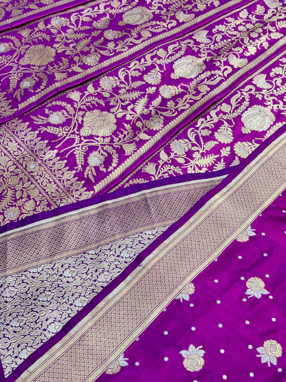 Royal Purple Banarasi Katan Silk Lehenga with Silver Zari Weaving | Bridal & Festive Ethnic Wear