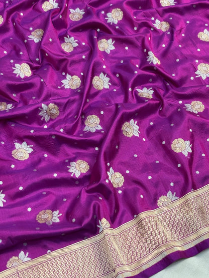 Royal Purple Banarasi Katan Silk Lehenga with Silver Zari Weaving | Bridal & Festive Ethnic Wear