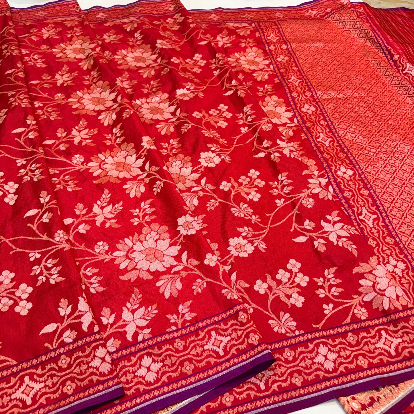 Pure Katan Silk Ektara Cutwork Jamdani Banarasi Saree