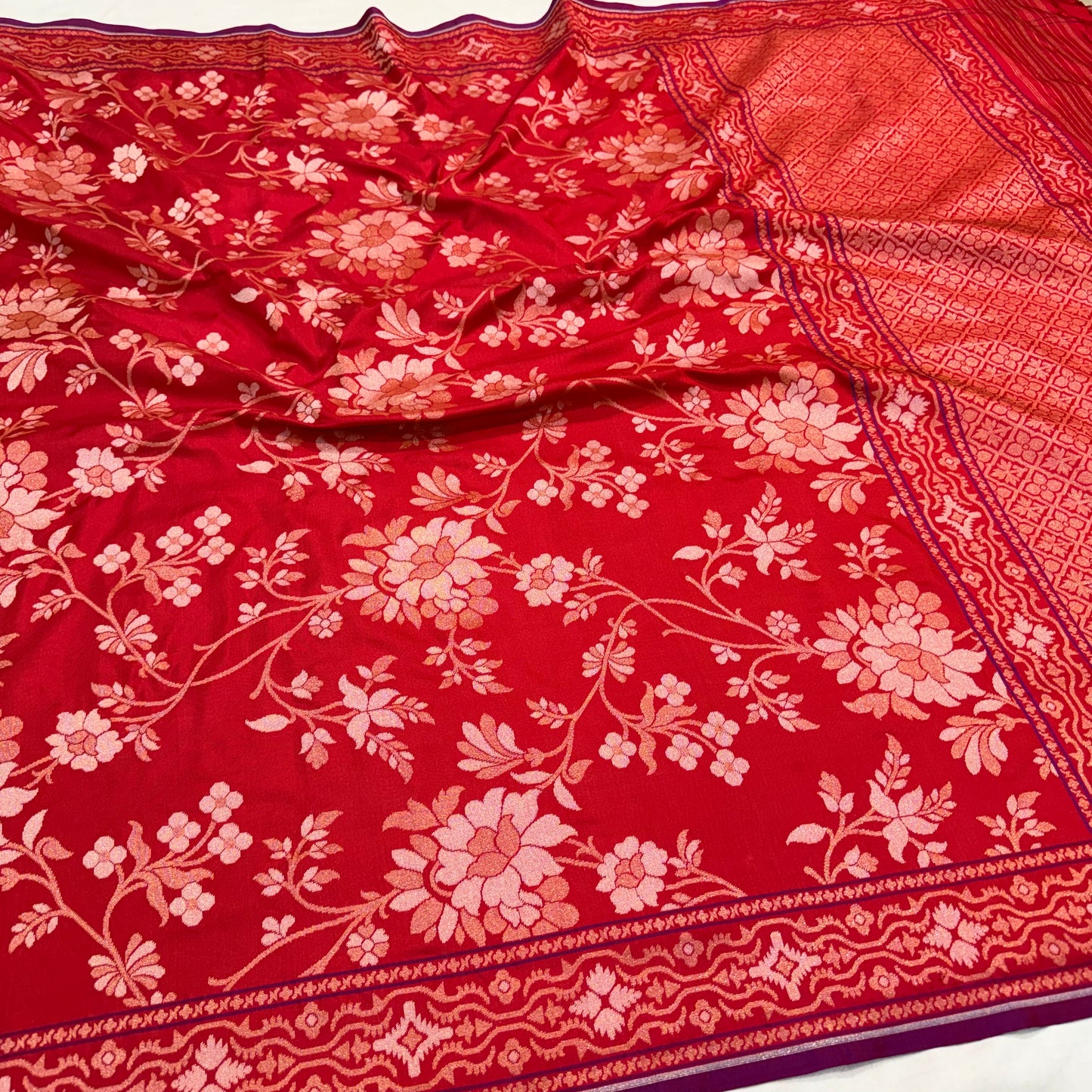 Pure Katan Silk Ektara Cutwork Jamdani Banarasi Saree