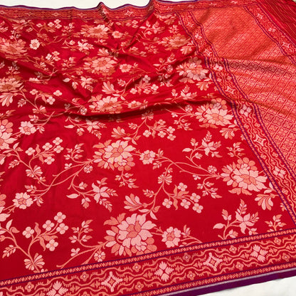 Pure Katan Silk Ektara Cutwork Jamdani Banarasi Saree