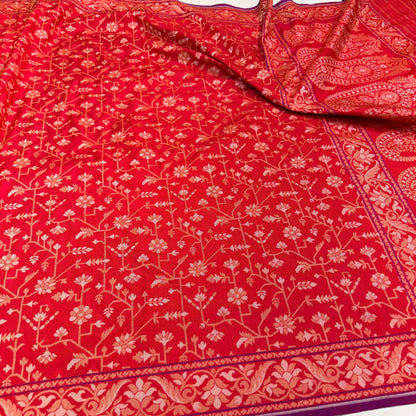 Pure Katan Silk Ektara Cutwork Jamdani Banarasi Saree