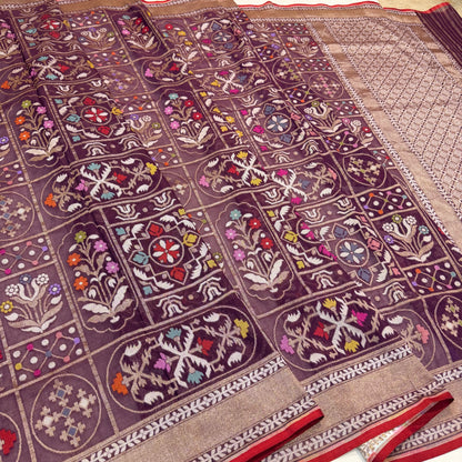 Pure Cotton Ektara Tilfi Jamdani Cutwork Jaal Banarasi Saree