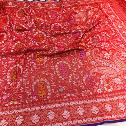 Pure Cotton Ektara Tilfi Jamdani Cutwork Jaal Banarasi Saree