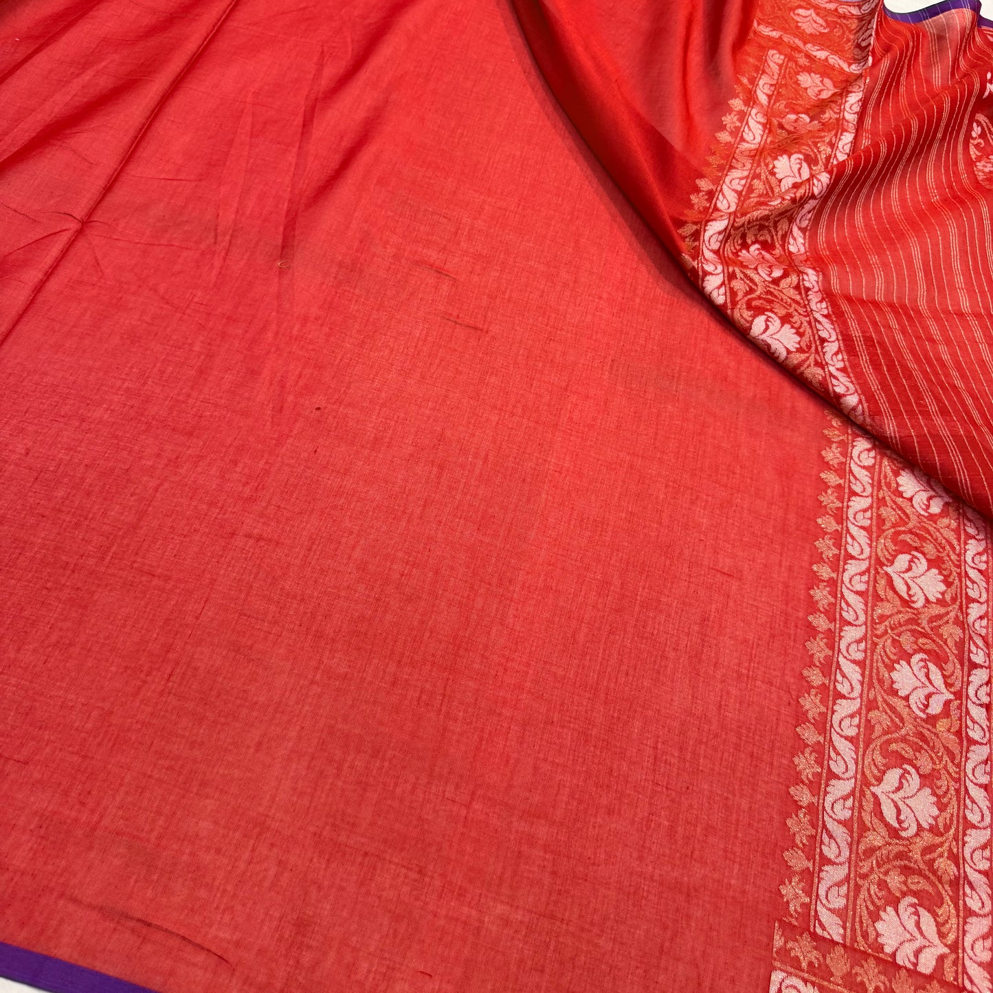 Pure Cotton Ektara Tilfi Jamdani Cutwork Jaal Banarasi Saree