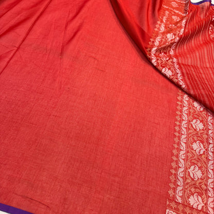Pure Cotton Ektara Tilfi Jamdani Cutwork Jaal Banarasi Saree