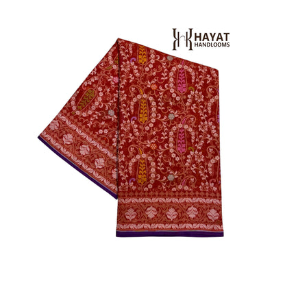 Pure Cotton Ektara Tilfi Jamdani Cutwork Jaal Banarasi Saree