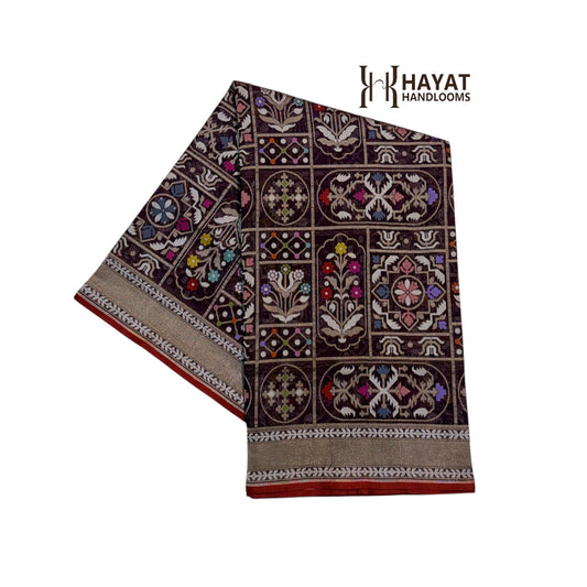 Pure Cotton Ektara Tilfi Jamdani Cutwork Jaal Banarasi Saree