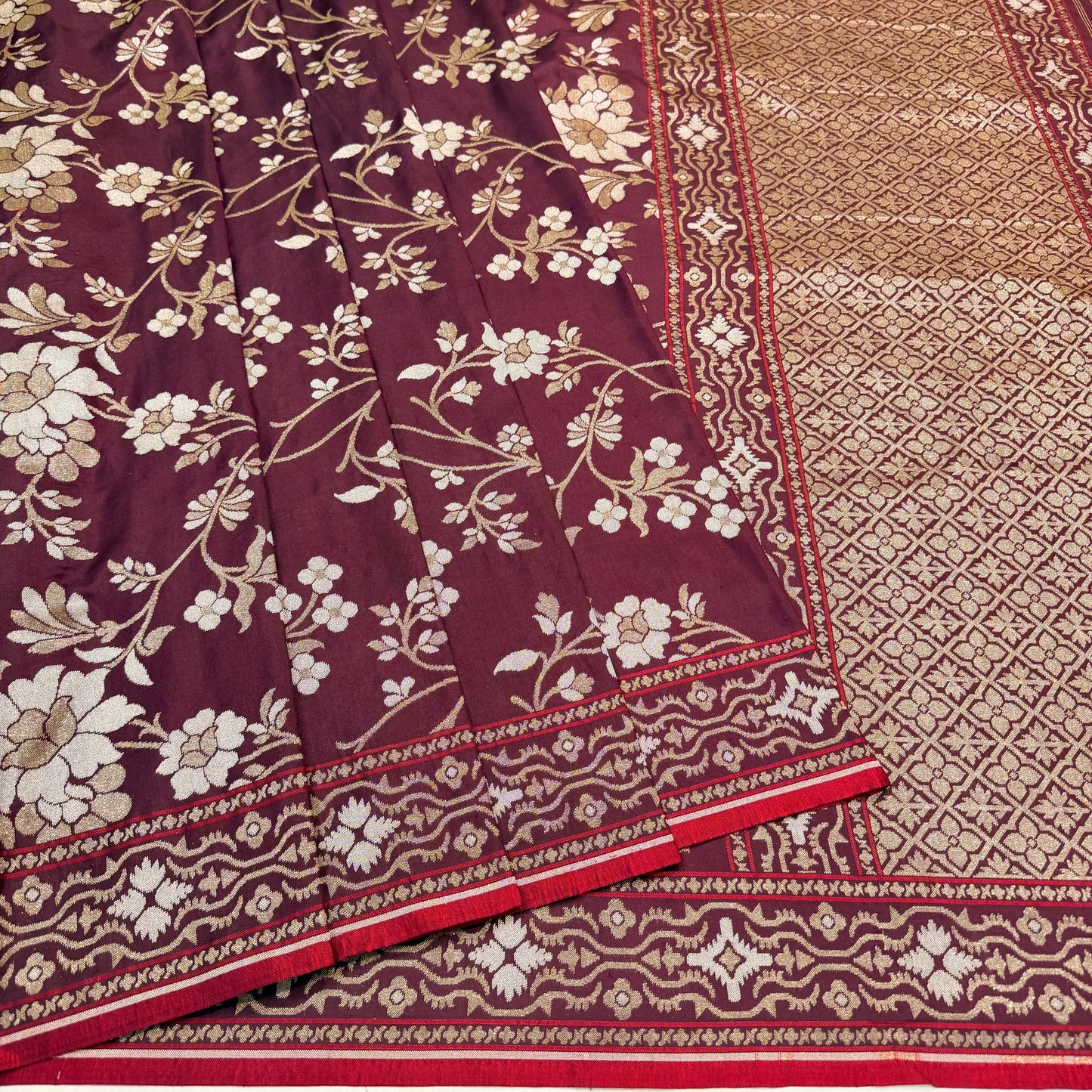 Pure Katan Silk Ektara Cutwork Jamdani Banarasi Saree