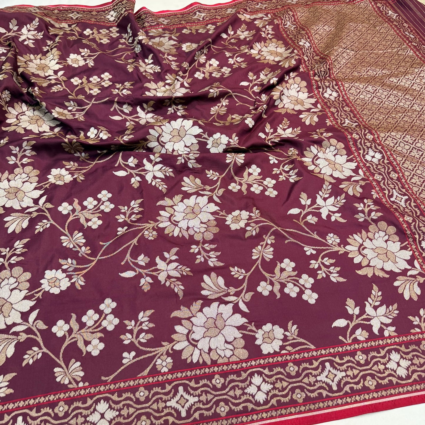 Pure Katan Silk Ektara Cutwork Jamdani Banarasi Saree