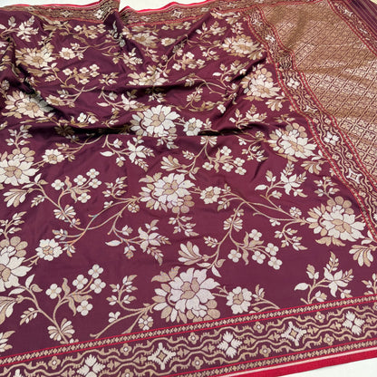 Pure Katan Silk Ektara Cutwork Jamdani Banarasi Saree