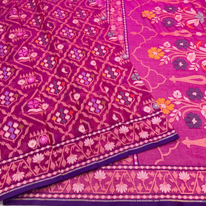 Pure Cotton Ektara Tilfi Jamdani Cutwork Banarasi Saree