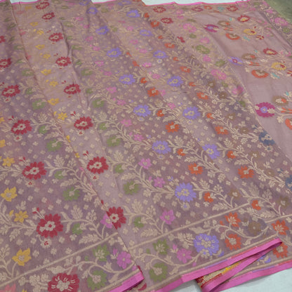 Pure Cotton Ektara Alfi Cutwork Jamdani Banarasi Saree