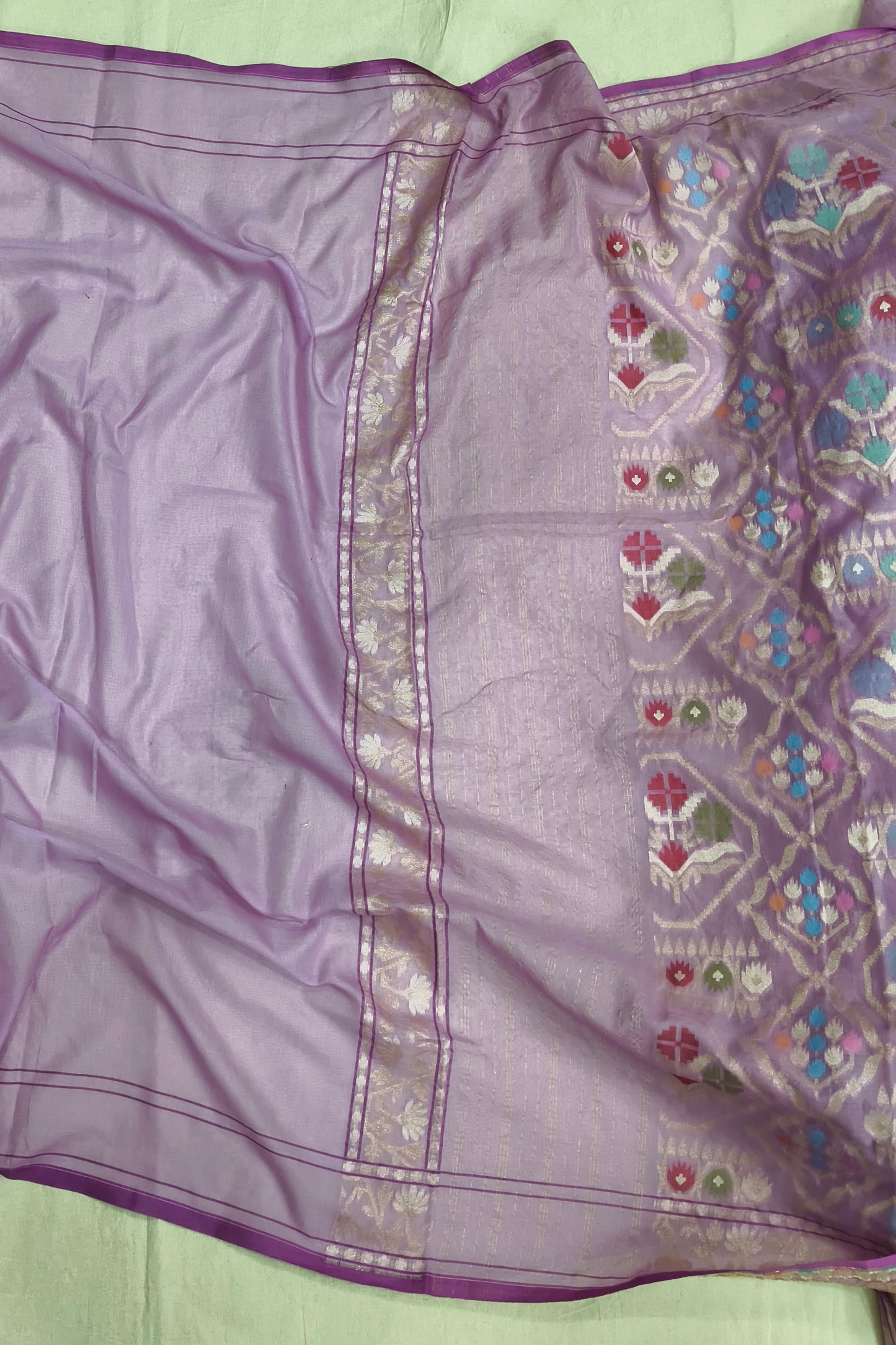 Pastel Pink Pure Cotton Ektara Jamdani Banarasi Saree