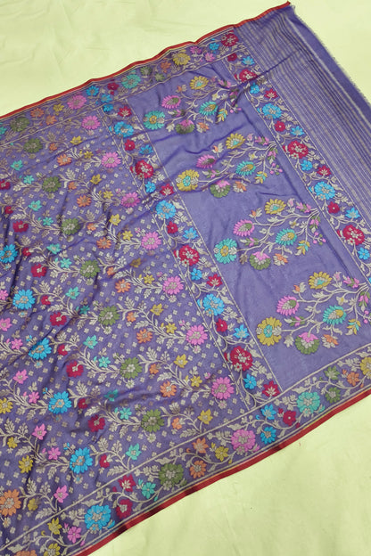 Lavender Purple Pure Cotton Ektara Jaal Banarasi Saree