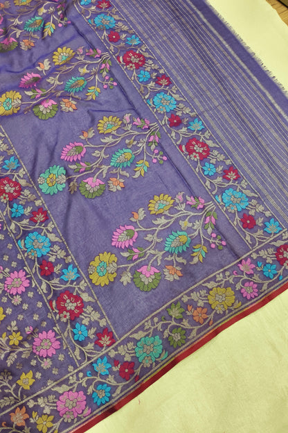 Lavender Purple Pure Cotton Ektara Jaal Banarasi Saree