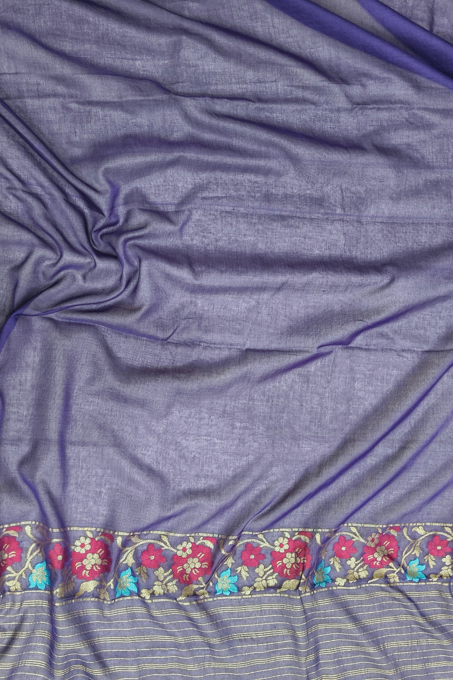 Lavender Purple Pure Cotton Ektara Jaal Banarasi Saree