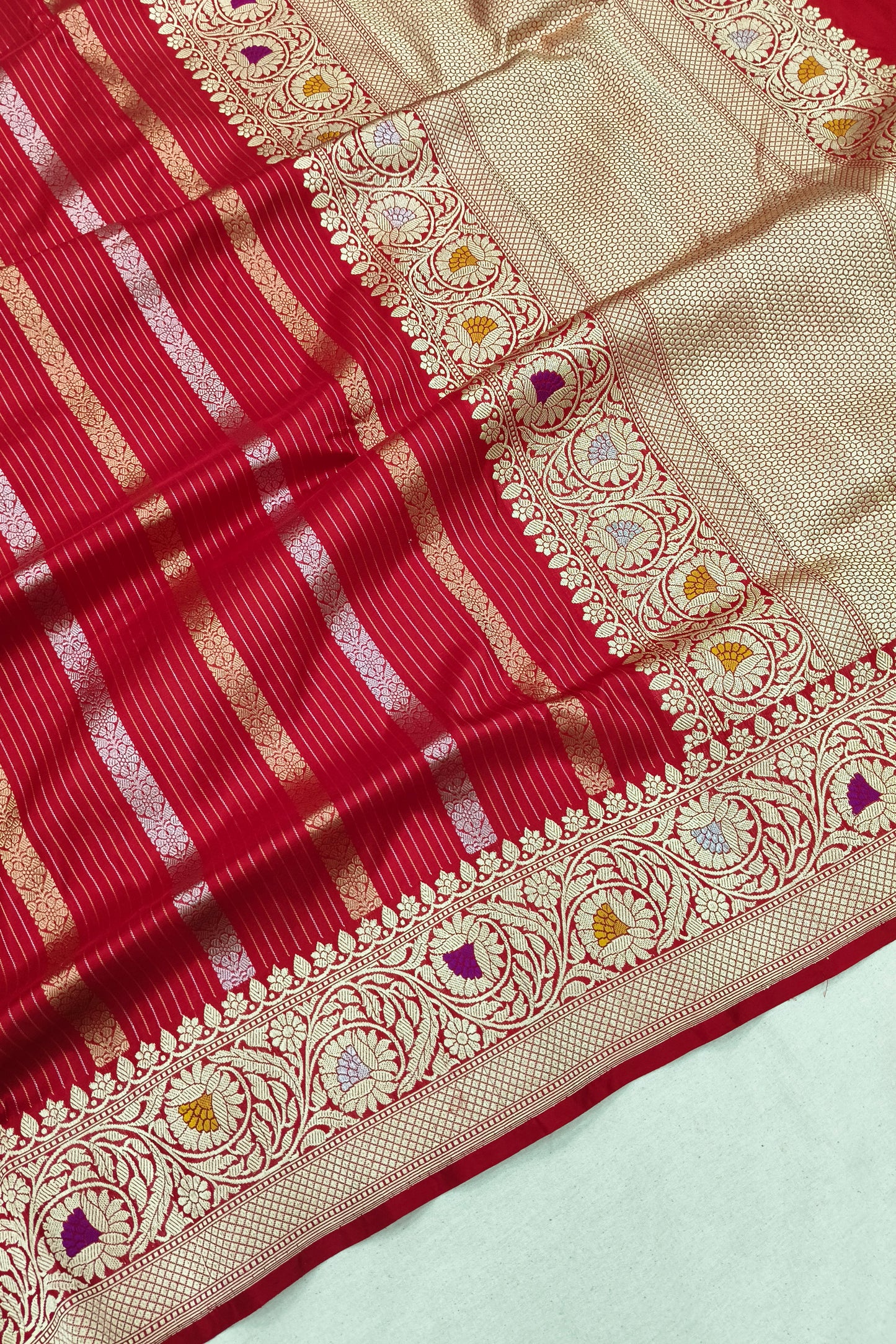 Dark Red Katan Silk Handwoven Saree