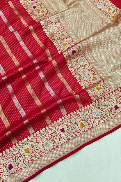 Dark Red Katan Silk Handwoven Saree