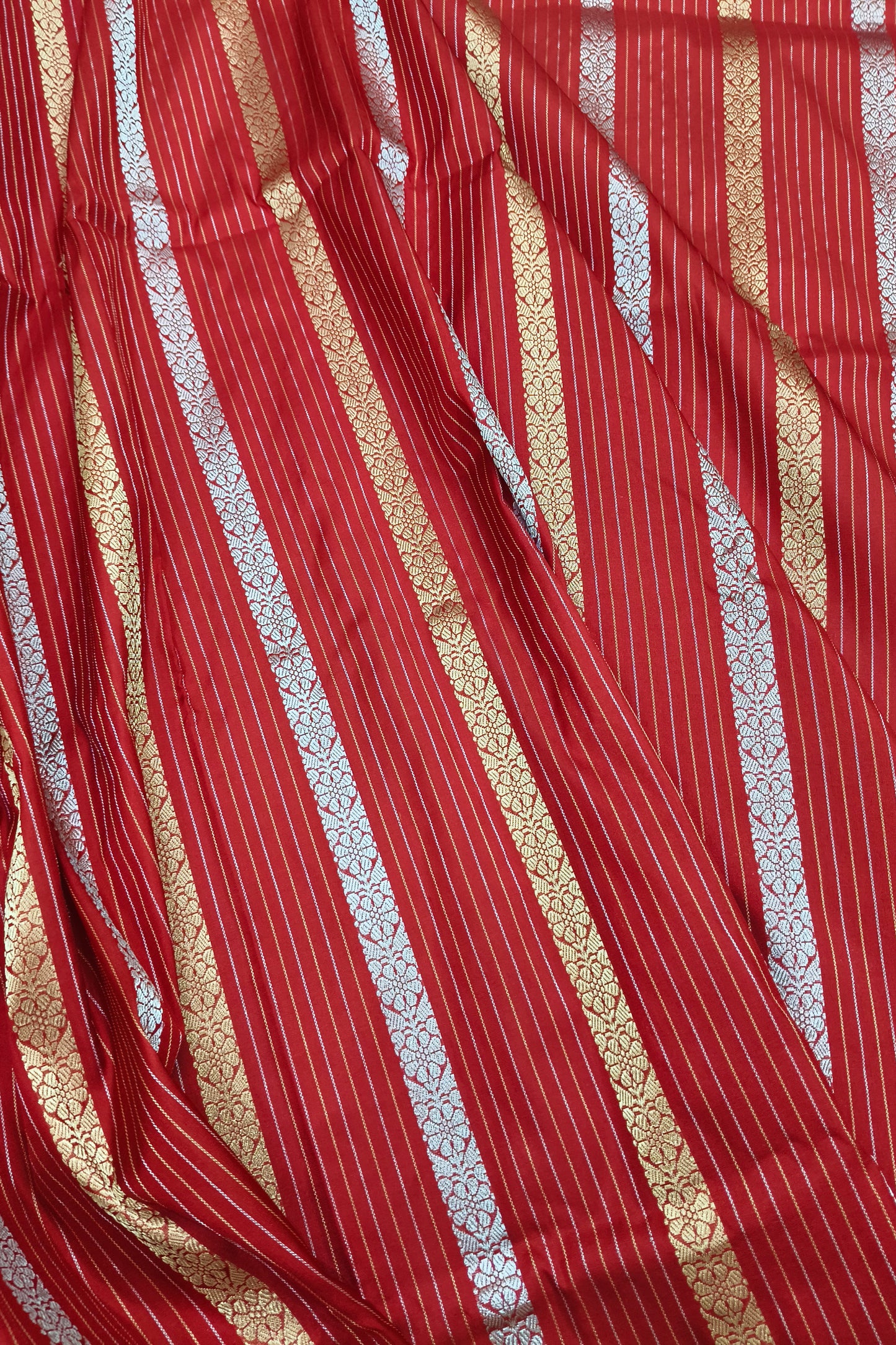 Dark Red Katan Silk Handwoven Saree