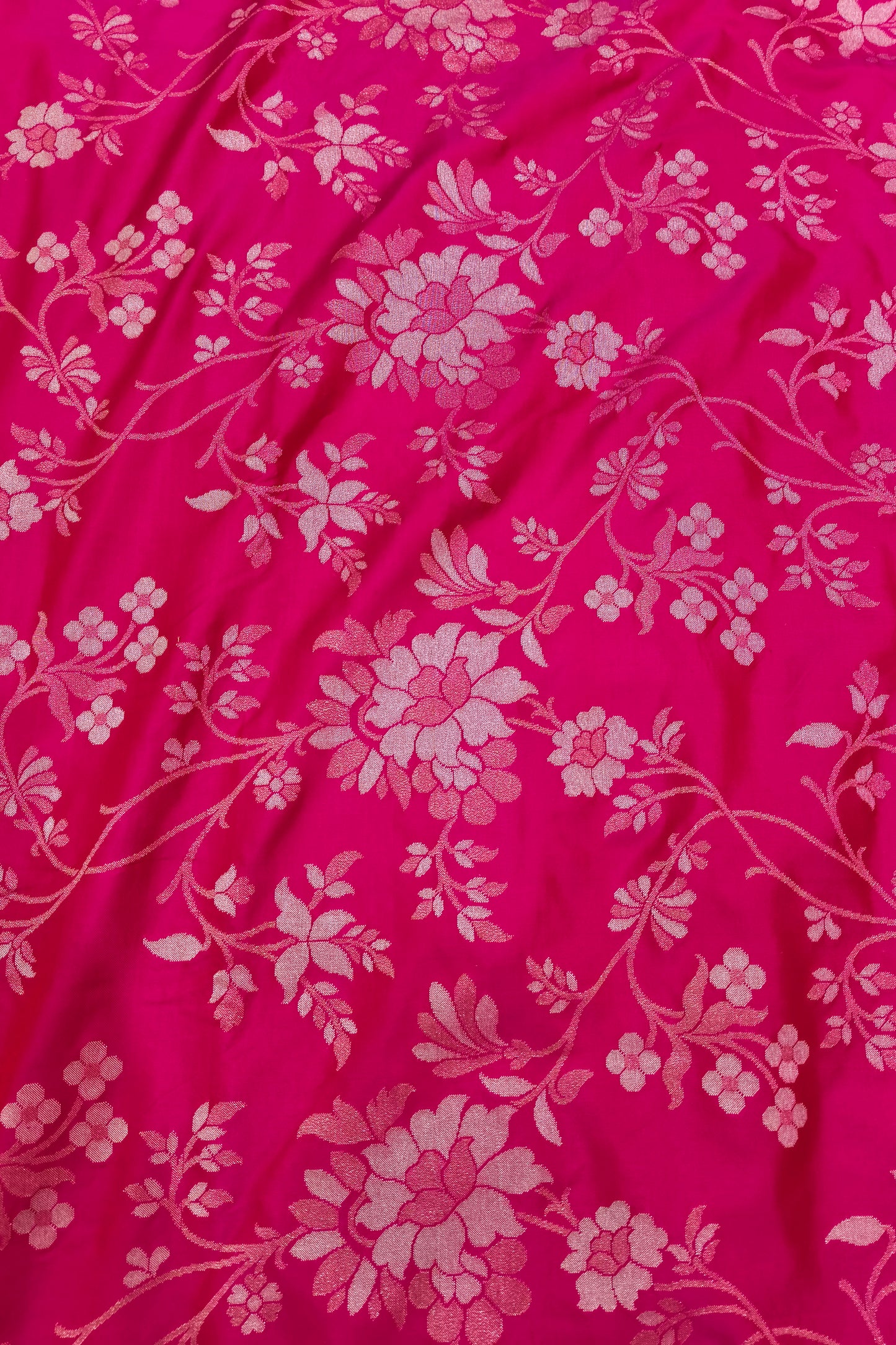 Reddish Magenta Katan Silk Ektara Jamdani Banarasi Saree