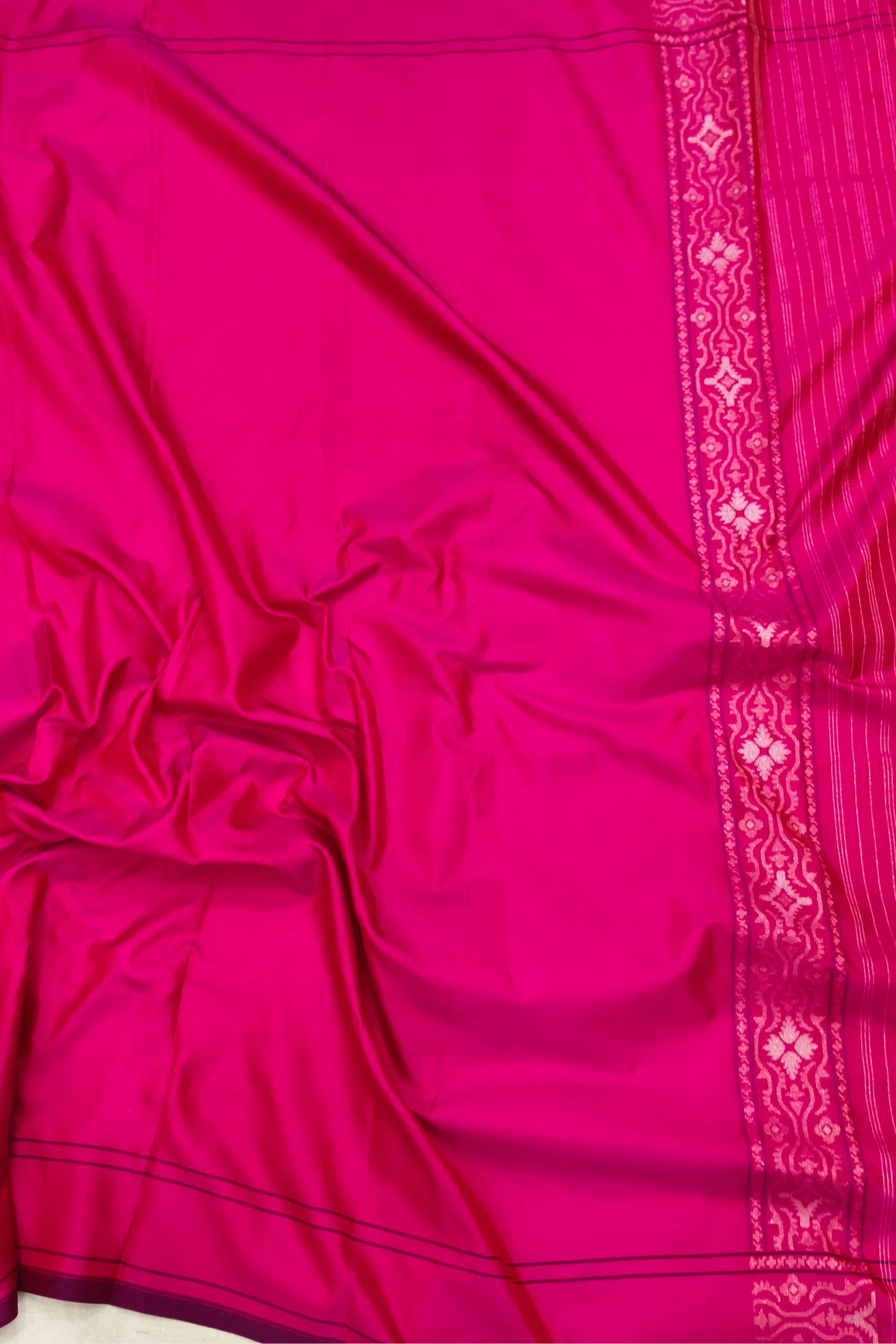 Reddish Magenta Katan Silk Ektara Jamdani Banarasi Saree